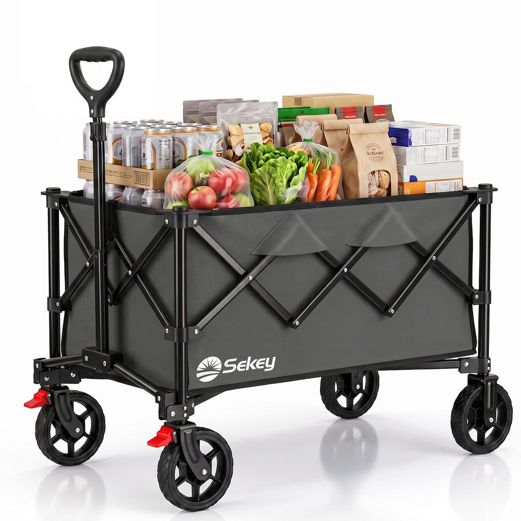 Sekey Bollerwagen faltbar 150 kg mit Bremsen, klappbarer Produktbild 