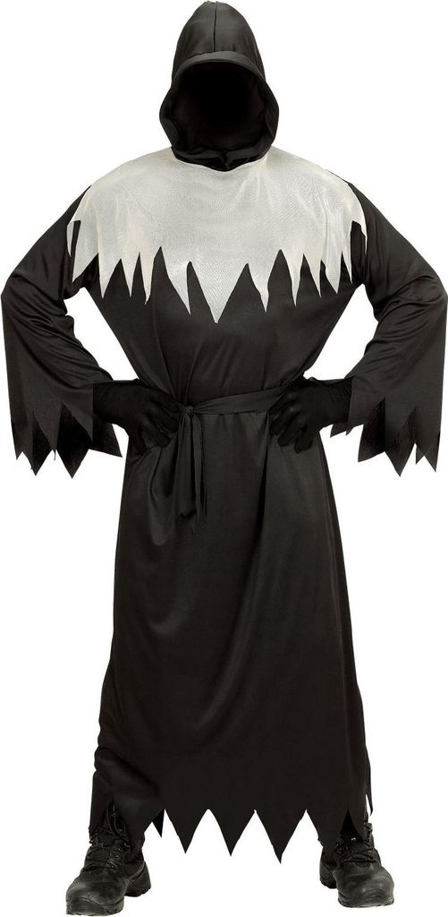 Schauriges Sensenmann-Kostüm für Herren Halloween schwarz-weiss L