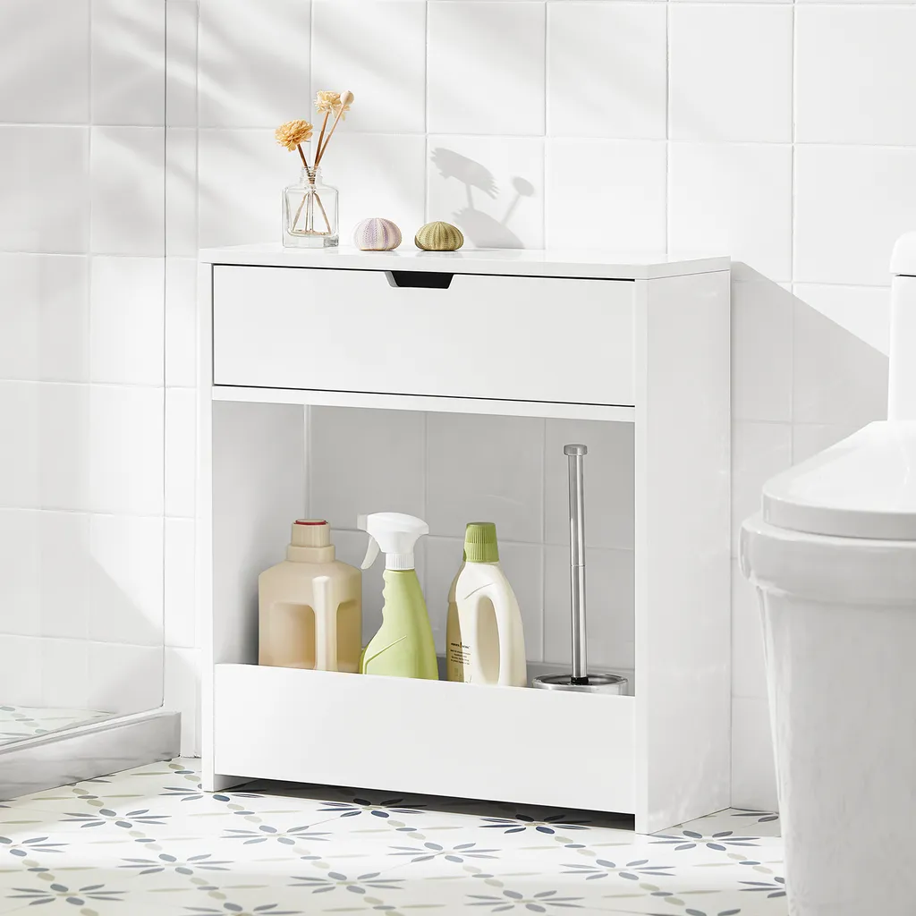 Meuble de Rangement Étroit Colonne de Salle de Bain Blanche SoBuy