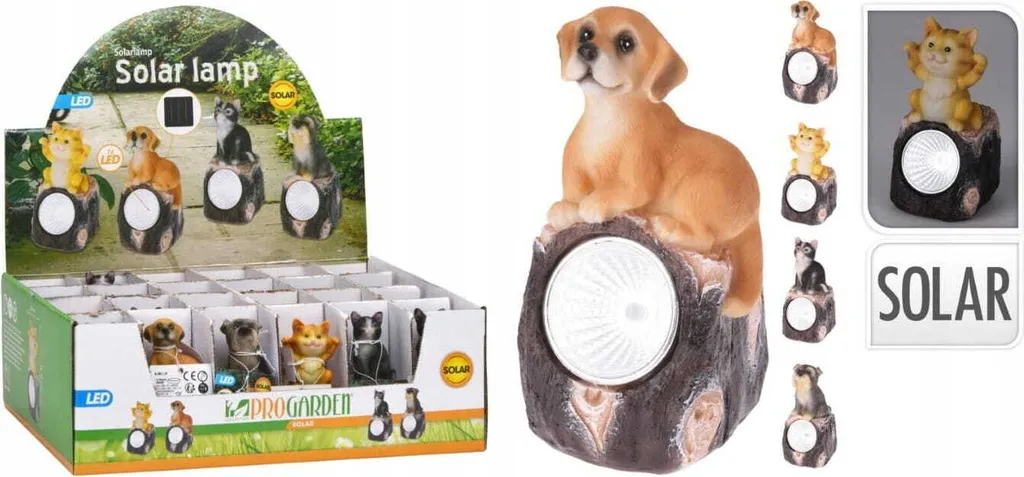 Figurine animaux jardin lumineuse - Lampe solaire LED 11cm autonome