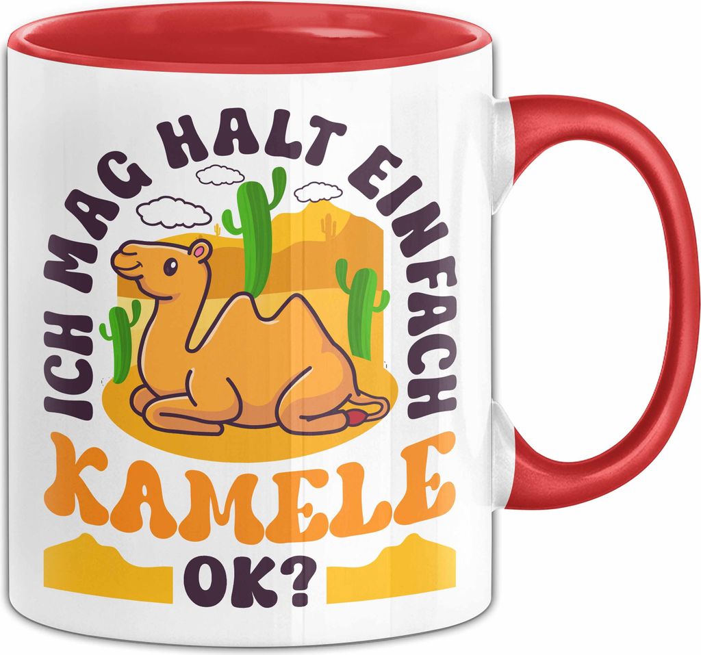 Kamel-Liebhaber Tasse Geschenk Ich Mag Halt Einfach Kamele Ok Geschenkidee Geburtstag Kaffee-Becher (Rot)