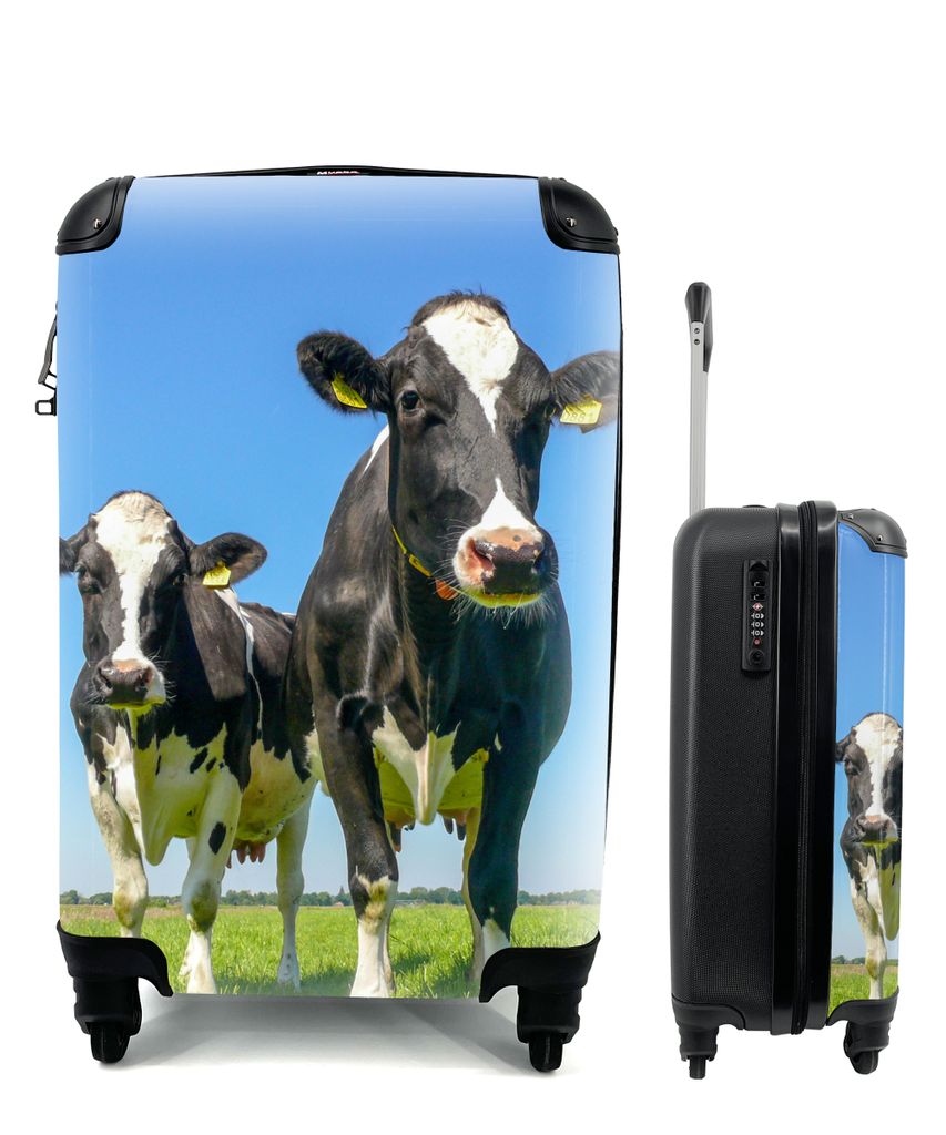 MuchoWow Koffer Handgepäck Trolley Rollkoffer Kleine Reisekoffer mit 4 Rollen - Kühe - Weide - Tiere - Bauernhof - Cabin Size < 55x40x23 cm & 5...