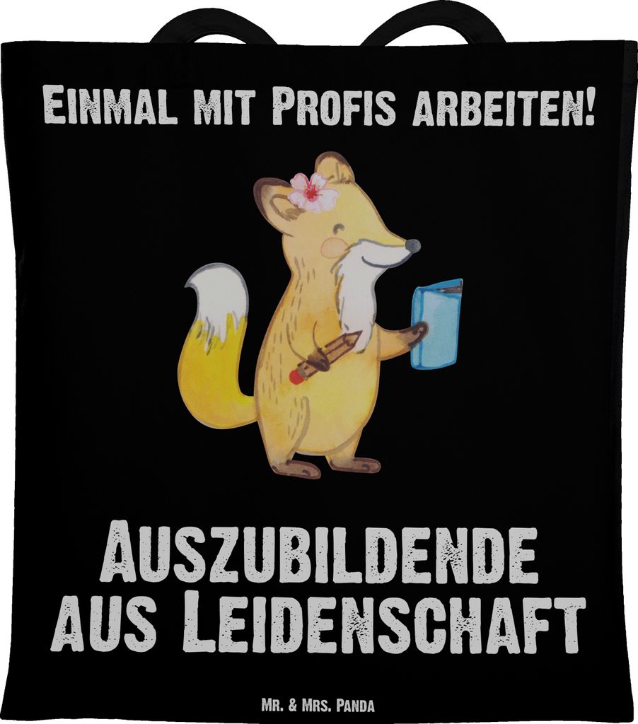 Mr. & Mrs. Panda Tote Bag Auszubildende Leidenschaft - Schwarz - Geschenk, Spruch, Azubine, Witzig, Jutebeutel, Tasche, totebag, Lustig, Laptoptasc...