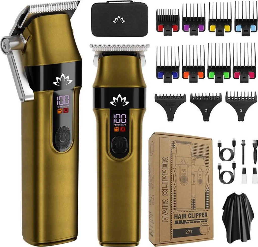 INF Set Tagliacapelli Professionale 2 Pezzi Oro - Acciaio Inox e Precisione