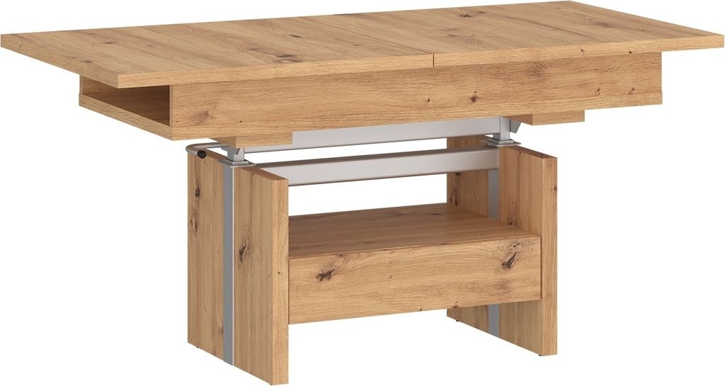 Couchtisch >CORTADO< ausziehbar bis 150cm, höhenverstellbar bis 72cm, in Artisan Eiche Nachbildung - 110/150x56/72x65cm (BxHxT)