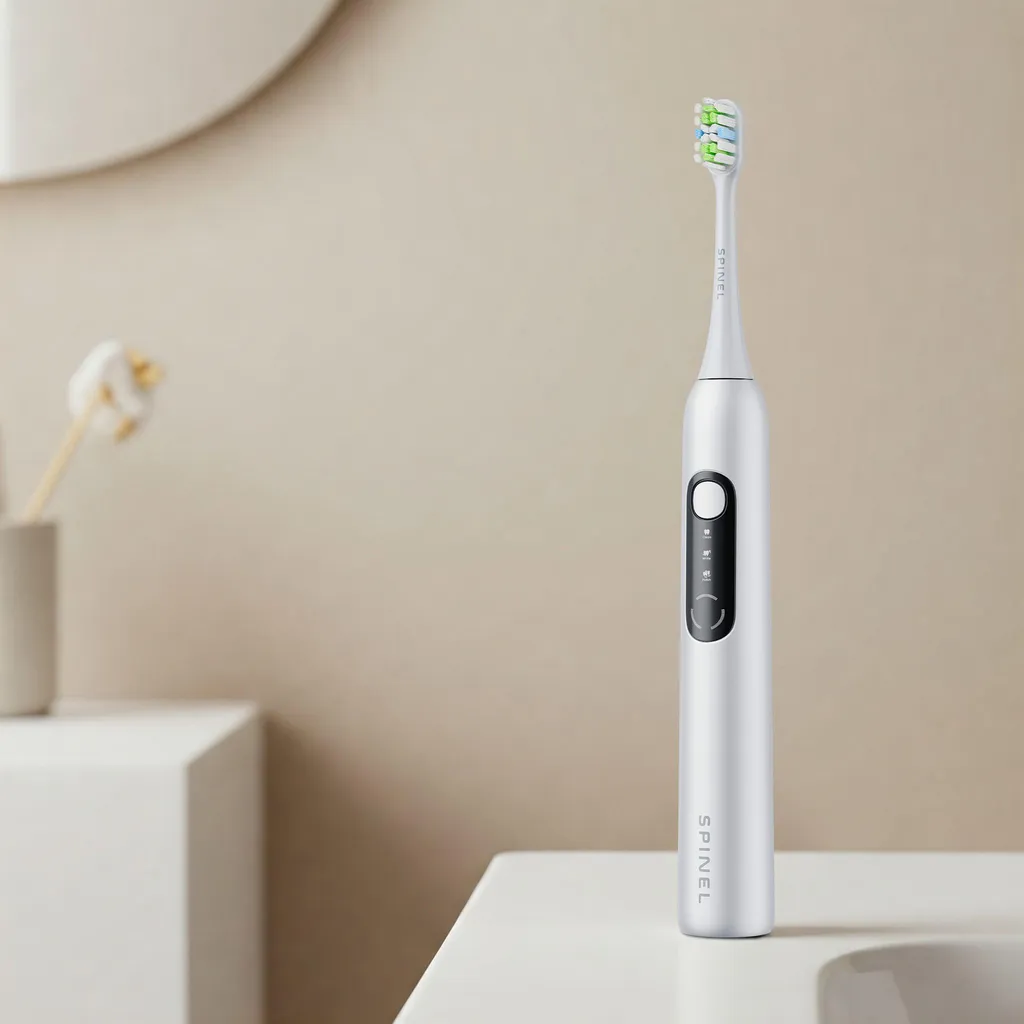 Spazzolino Sonico SpinelCare SmileOn Bianco: 3 Modalità + 4 Punte - 3