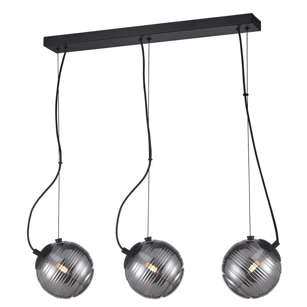 Lampe suspendue 3 lumières Italux PERONA noire pour salon et cuisine