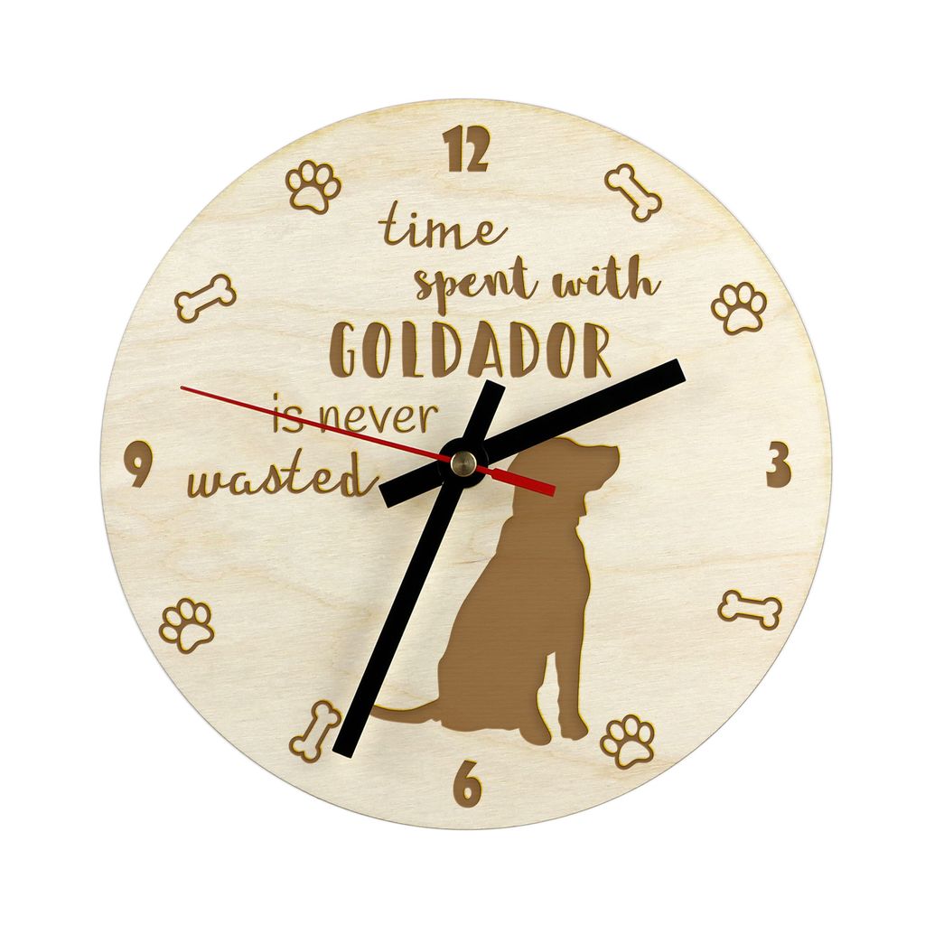 Goldador, Golden Retriever Lab Mix - Uhr mit Hund, Holzuhr mit Gravur, personalisierte Uhr von Art-Dog