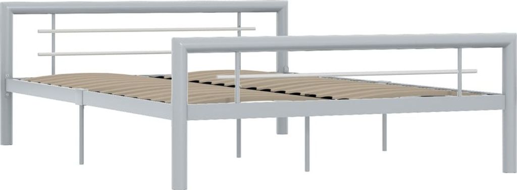 Struttura letto in metallo grigio e bianco 120x200 cm Immagine del prodotto 