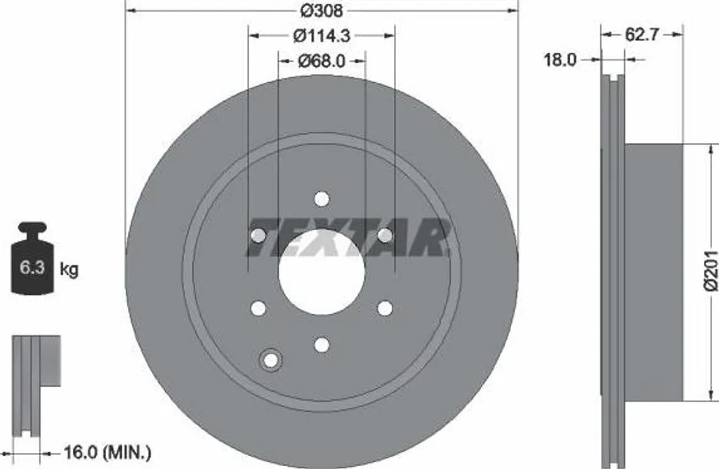 Disque de frein haute teneur en carbone Textar 92181603 - Nissan 43206EA000