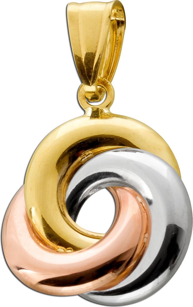 Tricolor Dreifach Trini Anhänger Gold 333 8K Tricolor Knoten Gelbgold Weißgold Rosegold