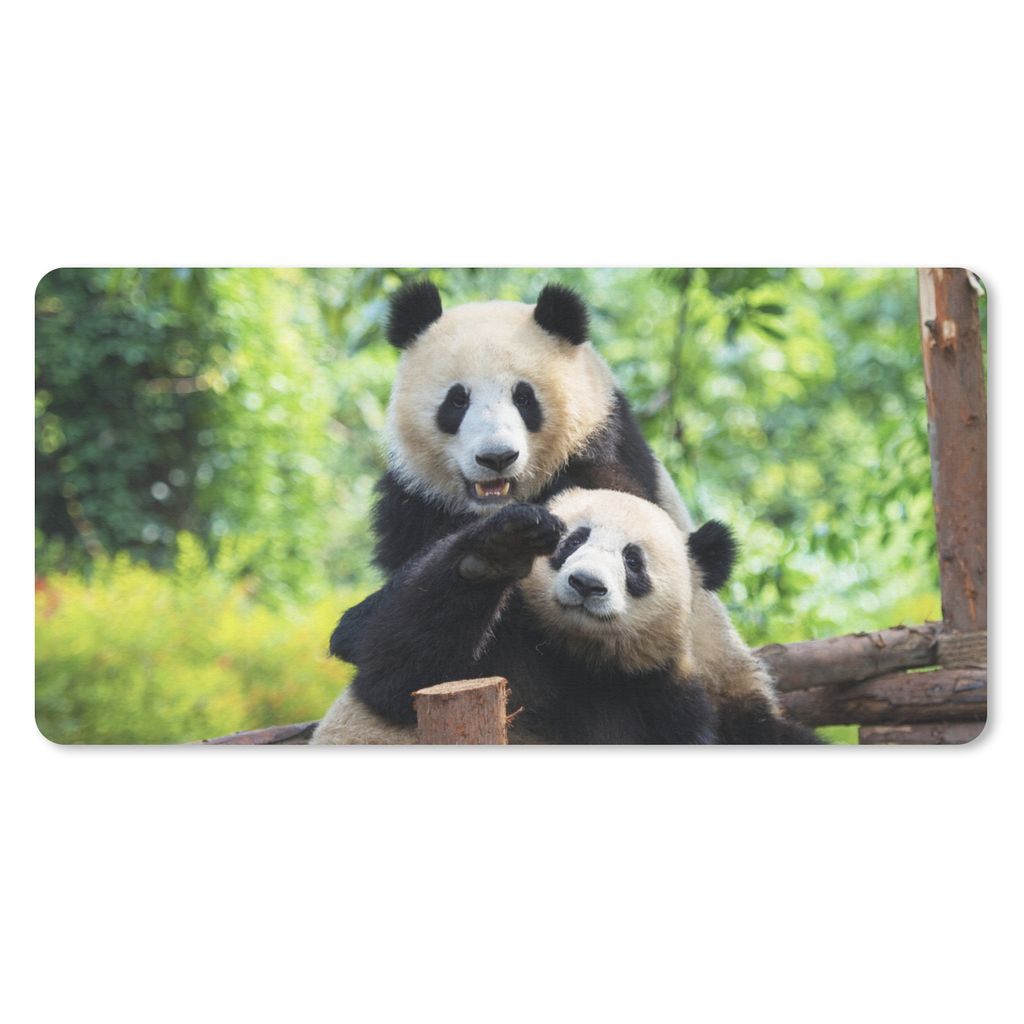 MuchoWow Mauspad Mousepad Panda - Brücke - Natur 60x30 cm - Mousepads - Maus Mat - Pad - Mausunterlage - Nachhaltig
