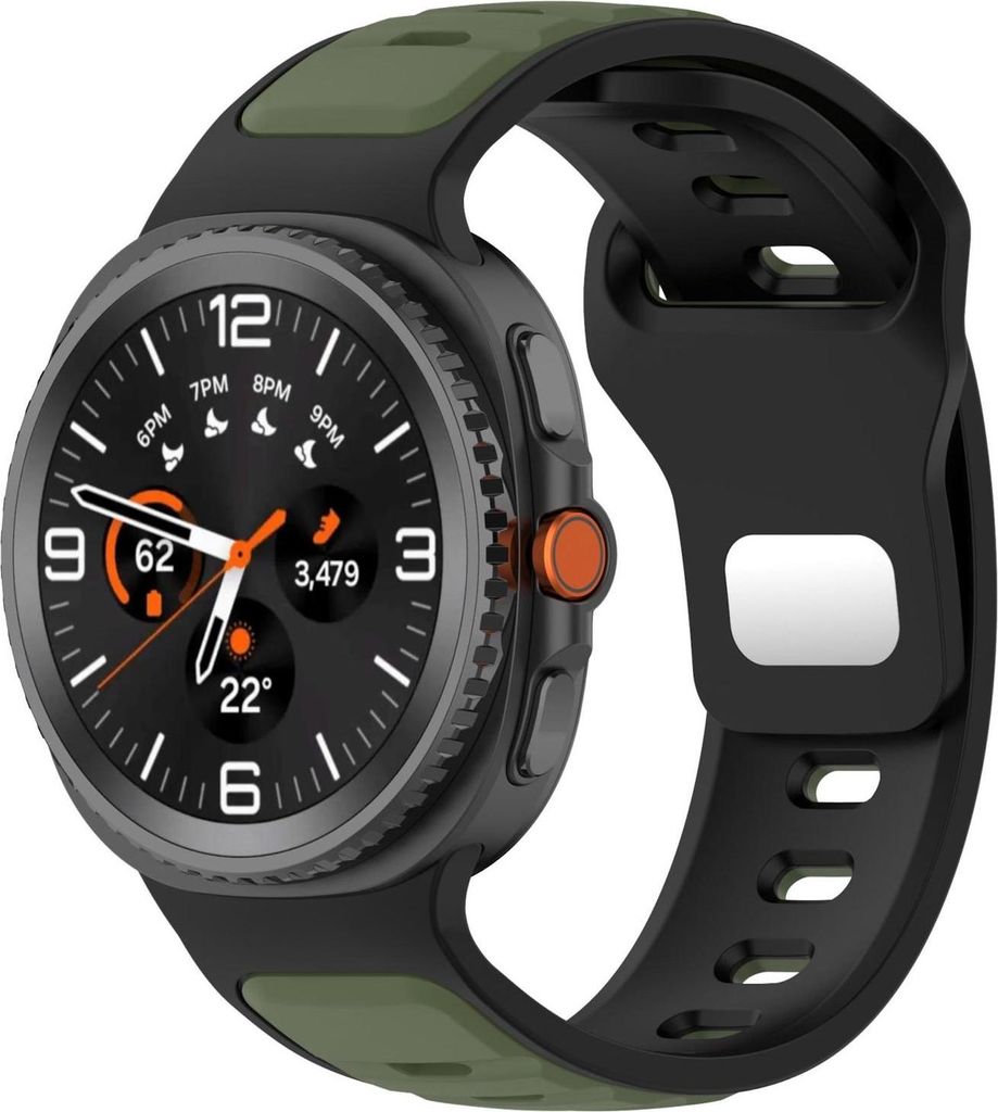 Für Samsung Galaxy Watch 8 / 8 Classic Reverse Buckle Two Color Silikon Armband Schwarz / Dunkelgrün