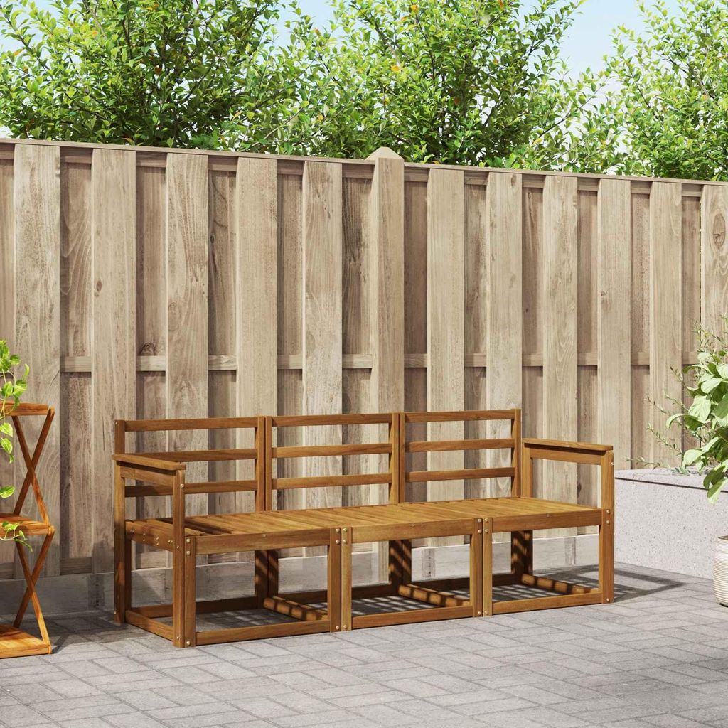 Outdoor-Sofagarnitur - VIDAXL - Terrassen-Sofa - 3 pcs - Natur Massivholz Akazie