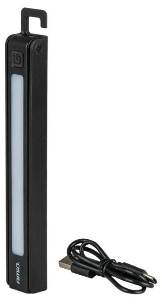 Lampe de poche ergonomique AMiO 04670 baladeuse portable en ABS noir