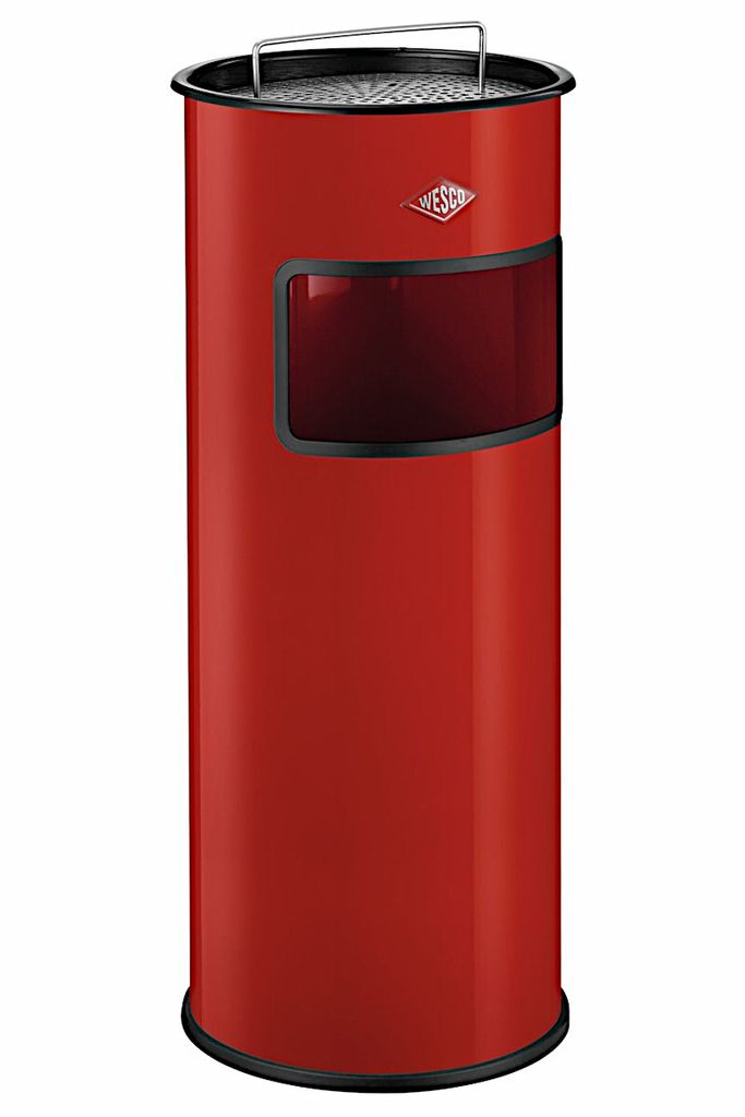 WESCO 150831-02 Standascher 24 in ROT mit Sieb und 24 Liter Abfallvolumen / Mülleimer / Ascher