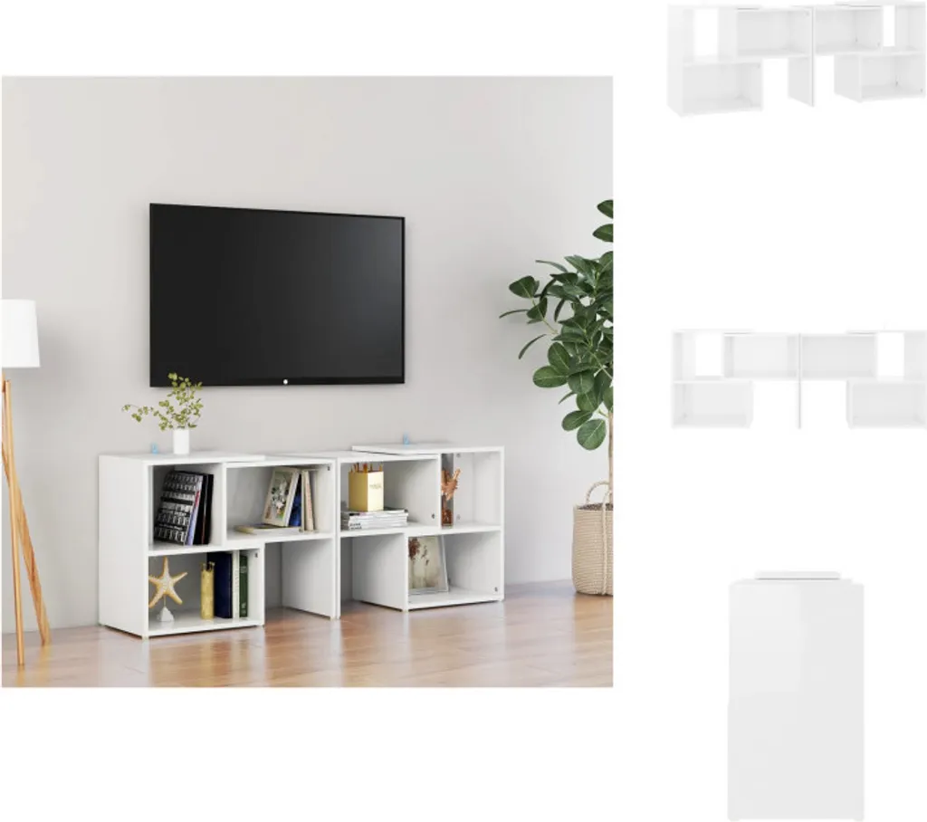 Mobile Porta TV vidaXL 104x30x52 cm Bianco Lucido - Occasione Unica