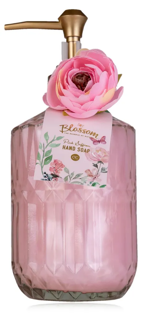 Distributeur de savon BLOSSOM en verre 380 ml au parfum safran rose