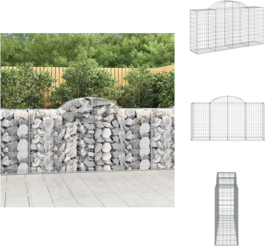 Arche gabion haute en fer galvanisé 200 cm avec bacs à fleurs intégrés