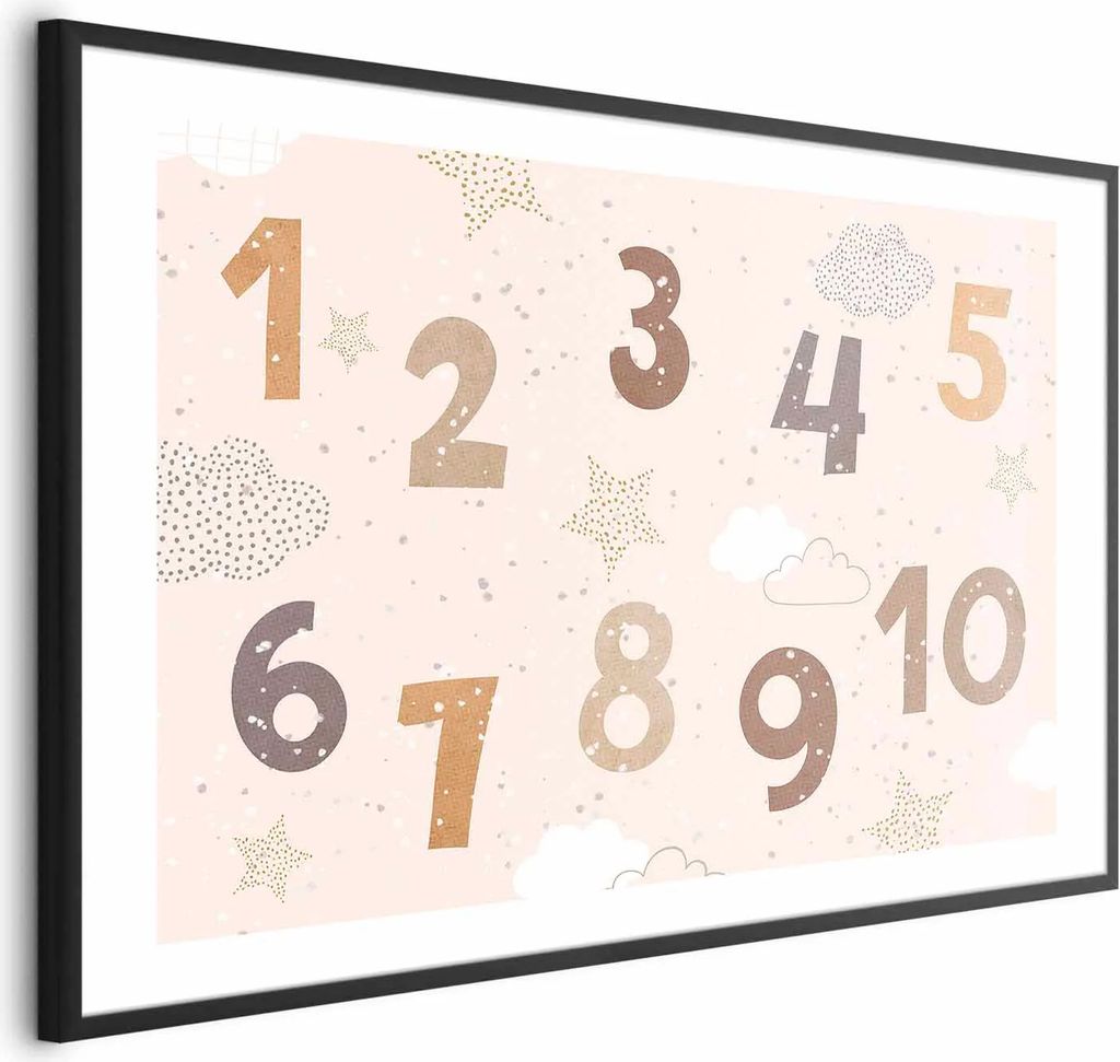 Posterpapier Poster - Numbers with Falling Snow 90x60 cm Für Kinder e-A-10128-ao-a
