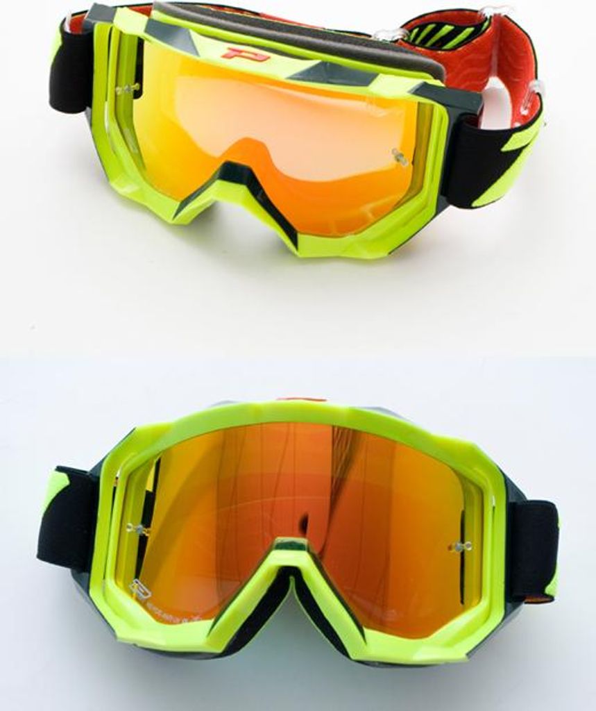 Brille Pg3200 Fl Venom Gelb Fluo Schwarz (Glas Pg3248 Rot Verspiegelung Kratzfest, Beschlagfrei, Anti Uv) (Pg3200Flyl