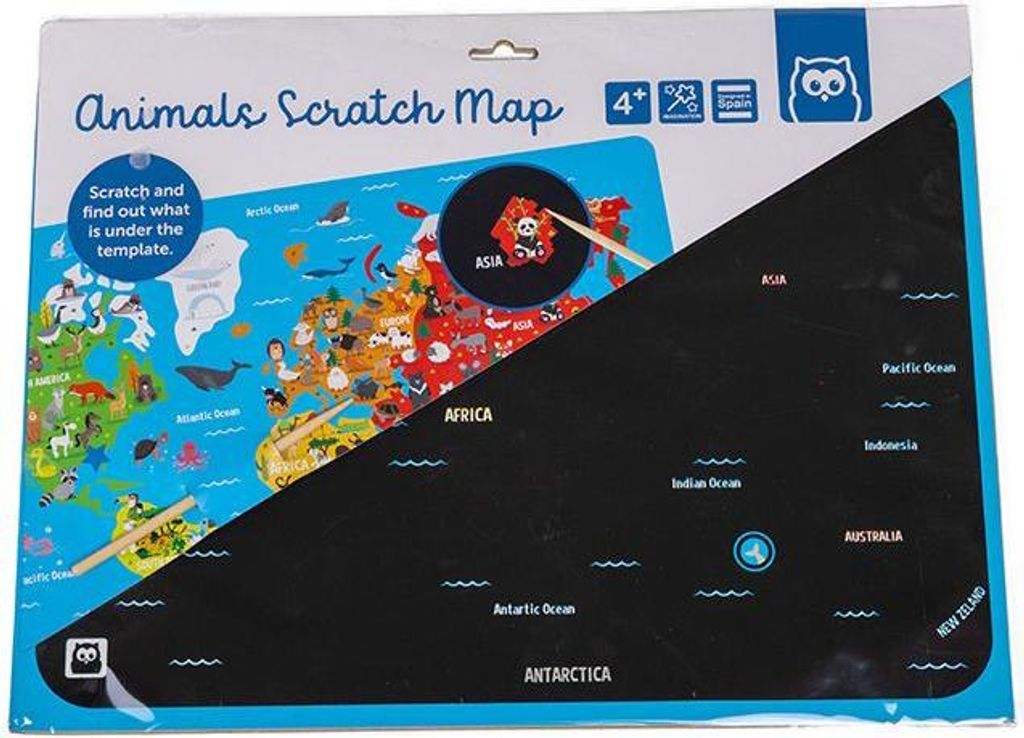 EurekaKids Weltkarte Lernspielzeug Scratch Map mehrfarbig