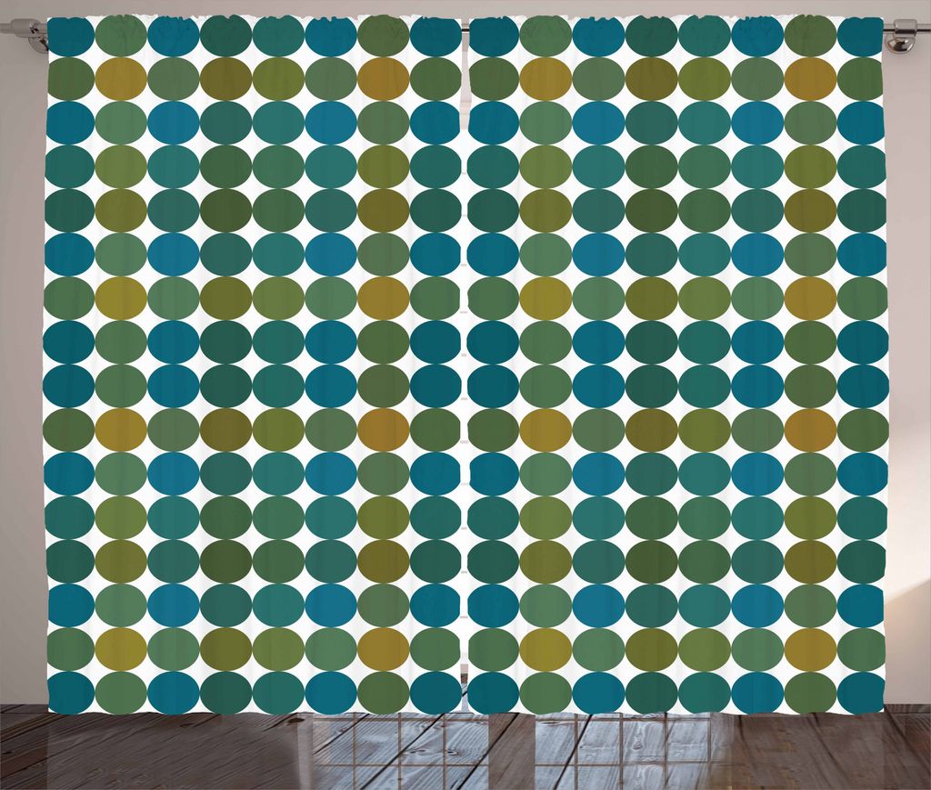 ABAKUHAUS Geometrisch Rustikaler Vorhang, Große runde Punkte, Wohnzimmer Universalband Gardinen mit Schlaufen und Haken, 280 x 175 cm, Mehrfarbig