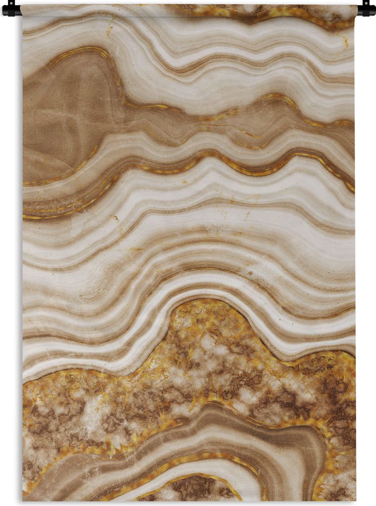 MuchoWow Wandteppich Wandbehang Marmor - Braun - Kieselsteine 60x90 cm Tapisserie Dekoration Wandtuch - Foto-Teppich - Abwaschbar