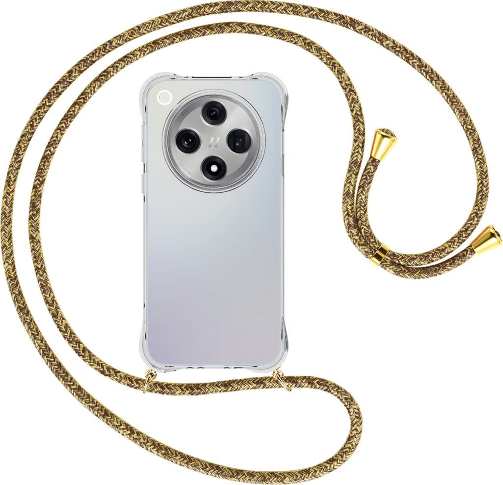 Handykette Backcover-Schutzhülle mit Band (Metall goldfarben) für Oppo Find X8 5G - braun+beige