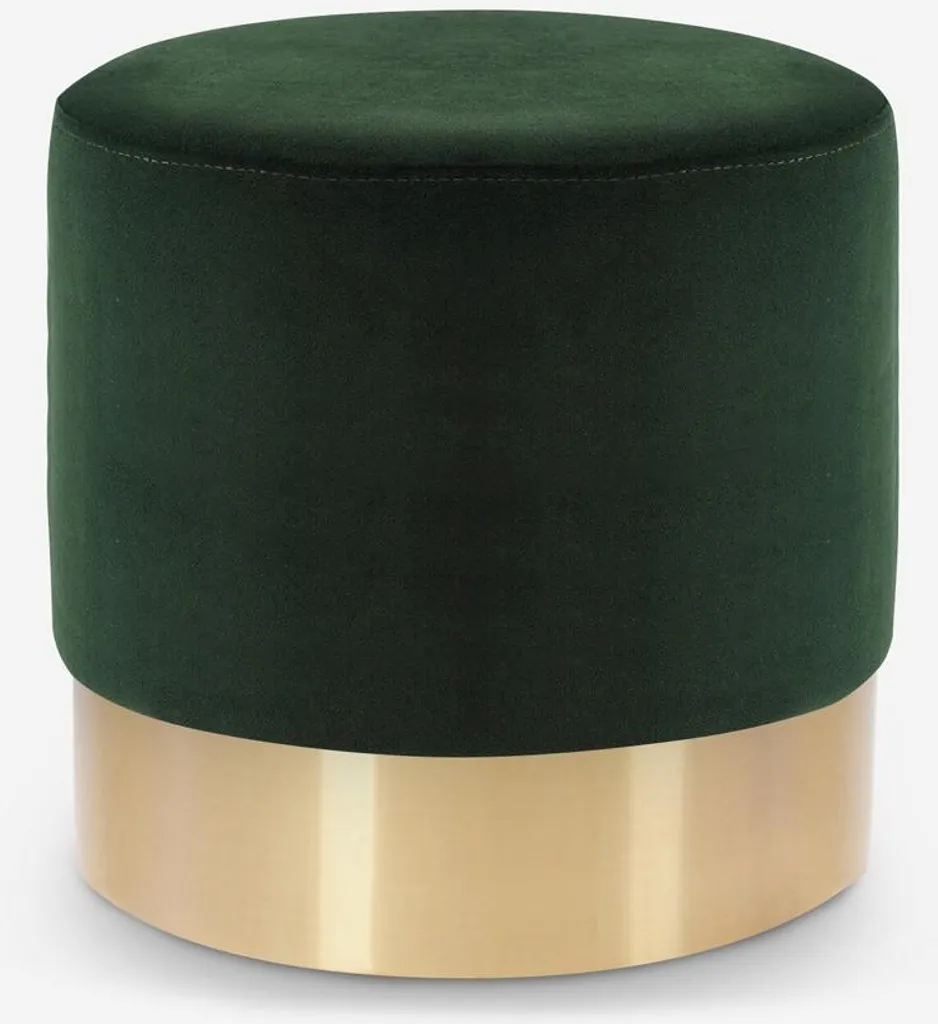 Tabouret bas rembourré Pouf en velours vert pour coiffeuse chic - 3