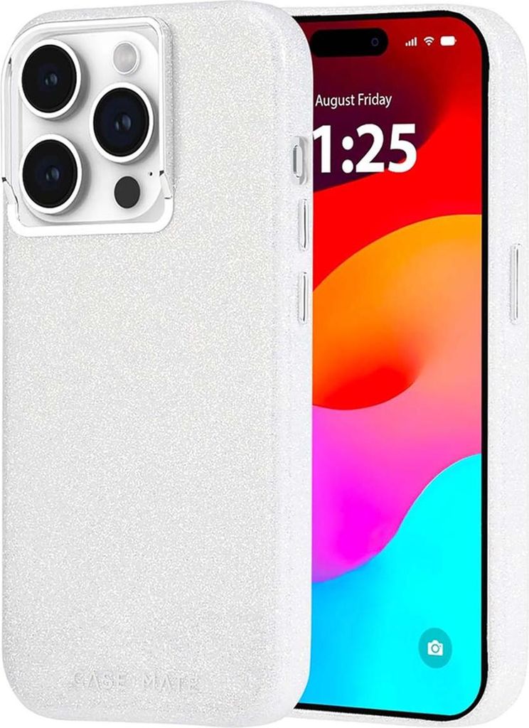 CASE MATE, MagSafe Hülle iPhone 15 Pro schillerndes Design, Weiß