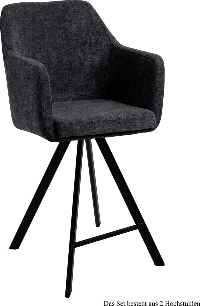 Thekenstuhl (2er-Set) Delilah 57x104x60 Schwarz/Anthrazit