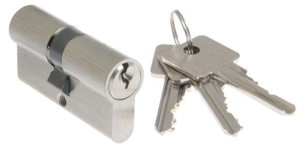 B-Harko H6 Zylinder 30/65 mm, 6-stiftig, Nickel matt, Klasse 6.0, 3 Schlüssel