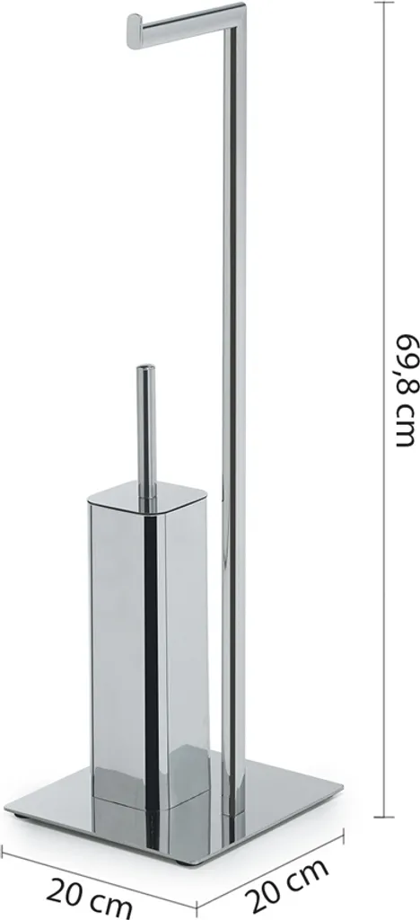Optimisez vos toilettes avec ce support papier et brosse carré chrome - 3