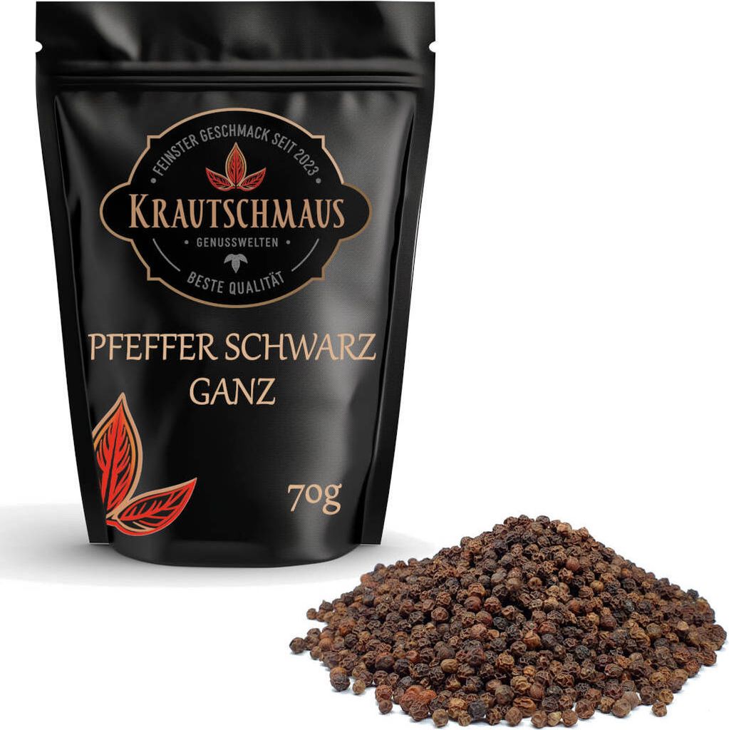 70g Pfeffer schwarz ganz von Krautschmaus, schonend getrocknet, voller Geschmack