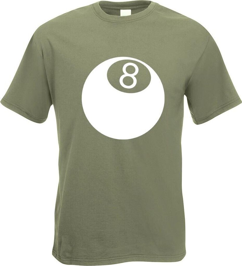 Kiwistar - T-Shirt - Olive - 8 Ball Motiv Bedruckt Funshirt Design Print - mit Motiv Bedruckt - Funshirt Design - Sport - Freizeit - Herren - XXL