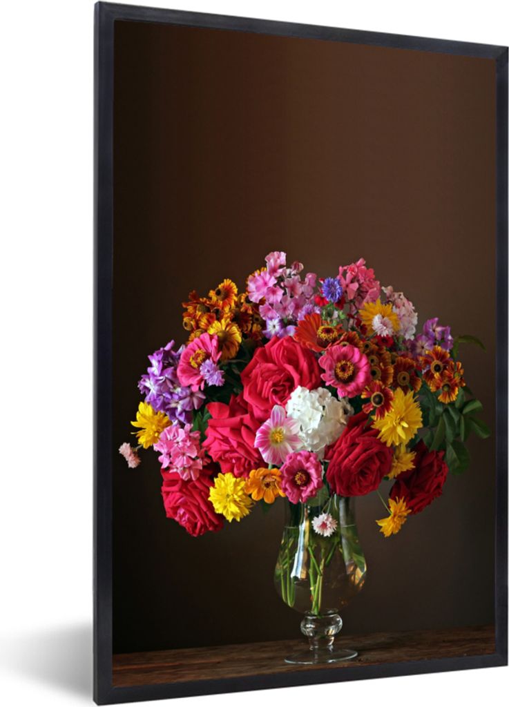 MuchoWow Gerahmtes Poster Vase - Stillleben - Farben 60x90 cm - Poster mit Schwarzem Bilderrahmen Wandposter Rahmen Foto Bilder - Kunst