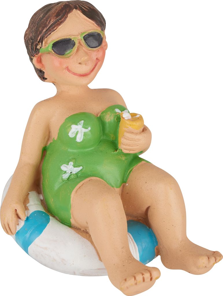 HobbyFun Badeurlauberin im Schwimmreifen 5 cm breit 4.5 cm hoch Dekofigur