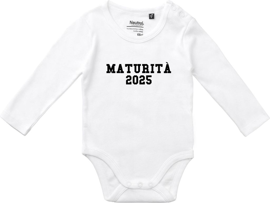 Huuraa Baby Body Maturità 2025 Abschluss Italien 68 White Baumwolle Fairtrade Langarmbody Geschenkidee