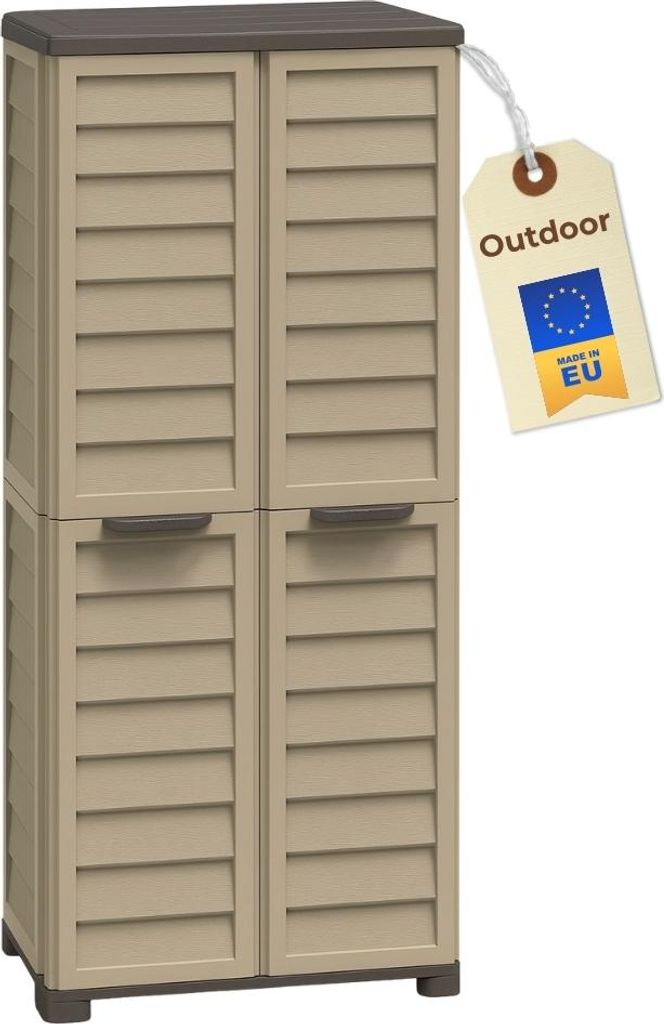 Gartenschrank Wetterfest Outdoor Kunststoff Schrank Kunststoffschrank Mehrzweckschrank Balkonschrank Geräteschrank Hochschrank Outdoor Wetterfest