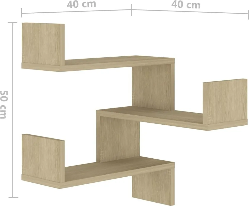 Étagères d'angle en bois Chêne Sonoma 40 cm lot de 2 The Living Store - 9