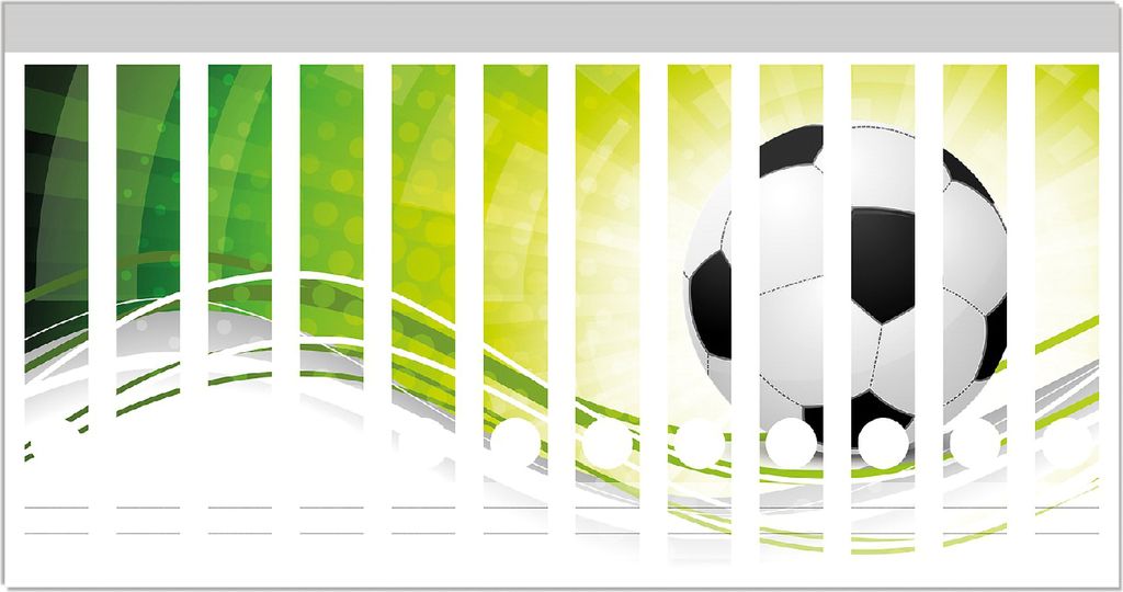 Wallario Ordnerrücken Sticker, selbstklebend für schmale Ordner, 12 Stück, Motiv Fußball - grün weiße Wellen Muster