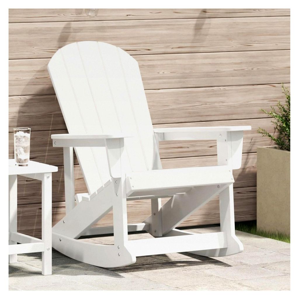 Adirondack Schaukelstuhl Weiß 73,5x92x90 cm HDPE Relaxsessel Gartenstuhl-Set Balkonstuhl für Terrasse und Garten