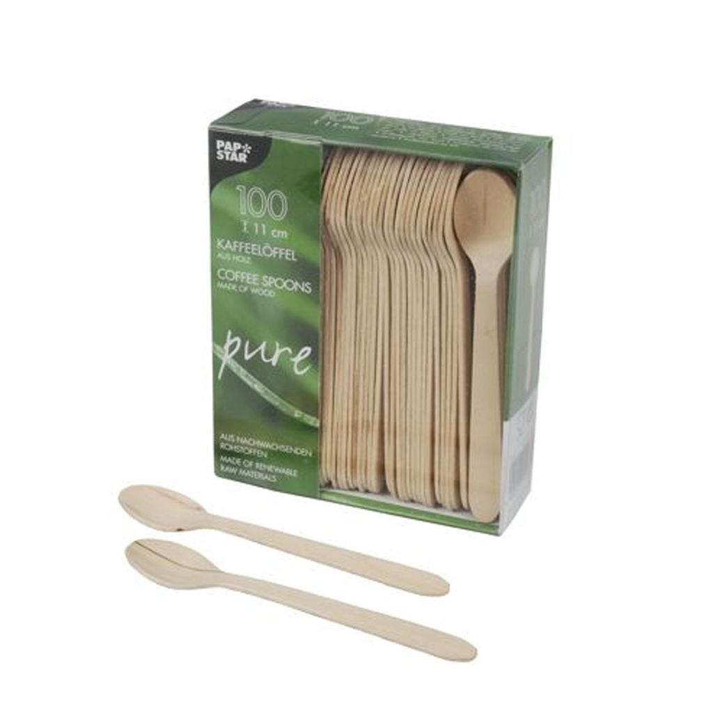 PAPSTAR Holz Kaffeelöffel "pure" Länge: 110 mm 100 Stück Produktbild 