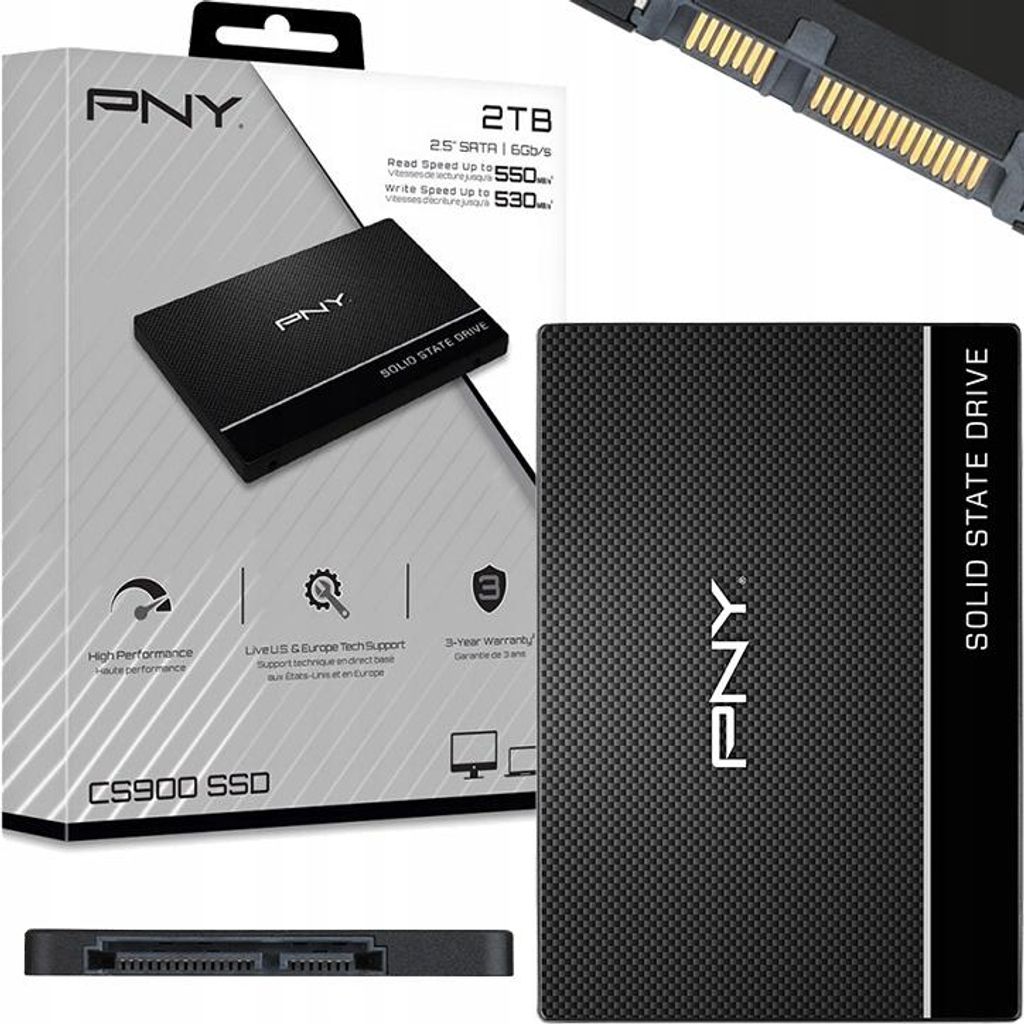 Ssd Pny Cs900 2Tb 2.5Inch Sata Iii 550Mb/S 530Mb/S Geräuscharm Langlebig