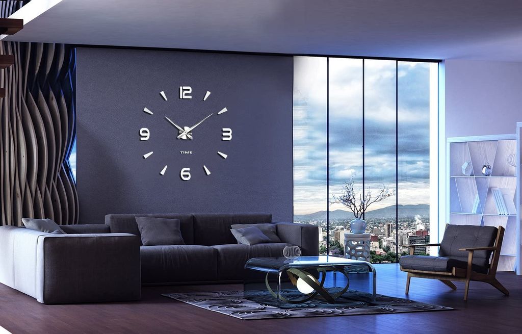 3D Wanduhr Uhr Wandtattoo Deko Design Spiegel Edelstahl Wand Uhr Groß XXL XL 