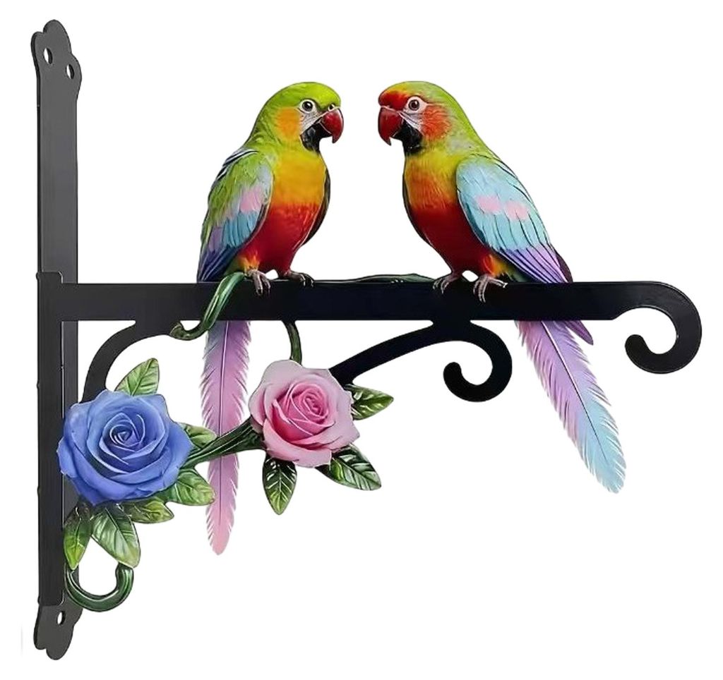 Metallener Pflanzenhänger, Wandhaken, robuste Hängekorbhalterung, dekorativer Wandhänger für Papageien, Katzen, Blumen und Schmetterlinge, geei...