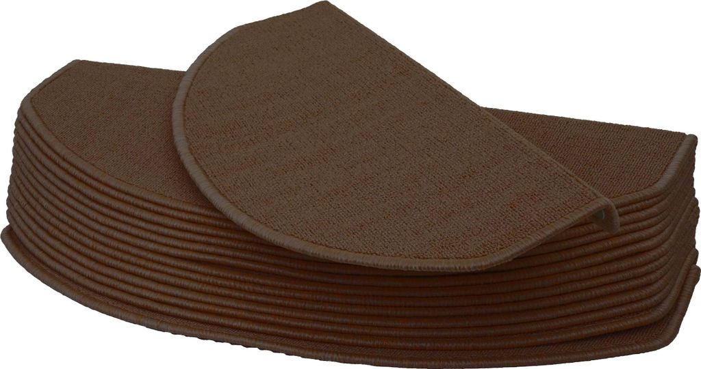 15er-Set Stufenmatte MCW-G49, Treppenteppich Treppenschutz Treppenmattenset, 65x25cm halbrund, braun