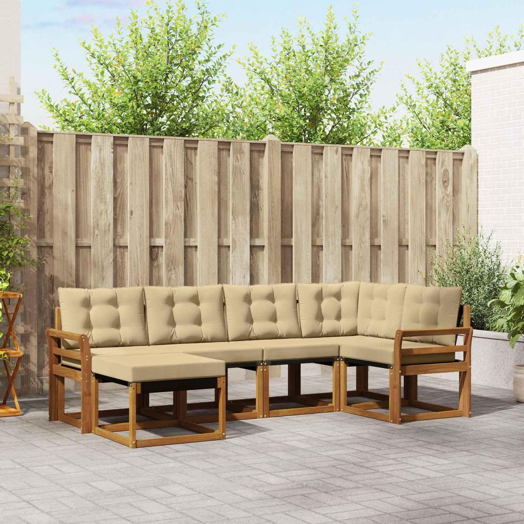 Outdoor-Sofagarnitur mit Kissen (6 pcs)- CLORIS - Natur und Beige - Gartensofas C434