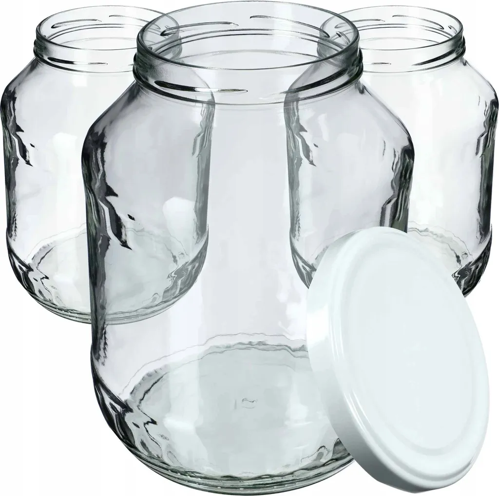 MamboCat - Set di 3 barattoli in vetro Bera con coperchio in acciaio INOX, 11 cm, 800 ml + 1,2 l + 1,7 l